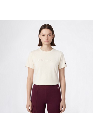Champion Ss Regular Fit Kadın Krem T-shirt 118382 2800400