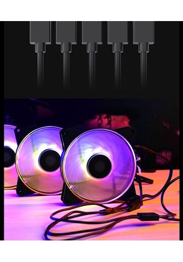 Cooler Master 1 İla 5 3pın 5 V Rgb Fan Adaptör Kablosu Comter Kasa Fan Bağlantı Kablosu Uyumlu Argb Msı Asus İçin