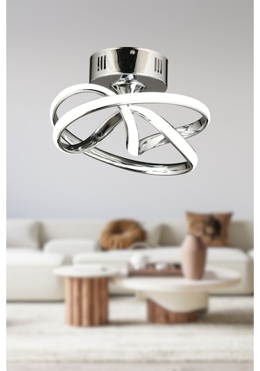 Vino Riserva Model Krom Kaplama Metal Salon Mutfak Oturma Yatak Odası Modern Led Plafonyer Avize Krom