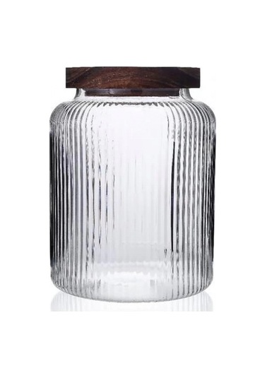 Mien Men 1s11 Ahşap Kapaklı Cam Kavanoz 1200 Cc Şeffaf