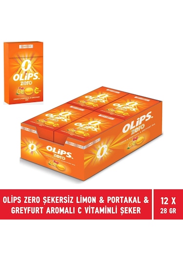Olips Zero Şekersiz Limon & Portakal & Greyfurt Aromalı C Vitaminli Şeker 12 x 28 G