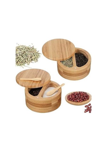 Createtech 2 Bölmeli Ahşap Baharat Kutusu, Çeşniler İçin Özel Tasarım Diğer