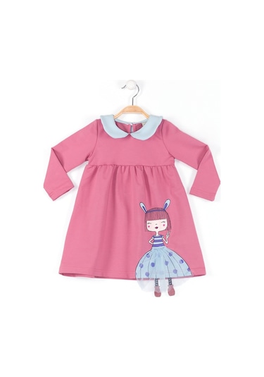 Denokids Mushi Tavşan Kız Gülkurusu Elbise Çok Renkli