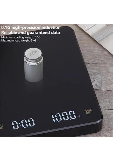 Xuweiwei Siyah Ck2150 Yüksek Hassasiyetli Dijital Mutfak Tartısı Lcd Ekran Otomatik Kapanma 6.61lb 0.1g Pil İle Çalışır Siyah