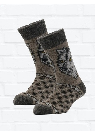 Nakın Yünlü Sıcak Çoraplar Kış İçin Hediye 4 Çift 149338587 Kahverengi