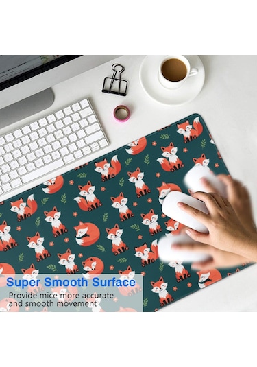 Fox Büyük Oyun Mouse Pad 35.4x15.7 Inch,kaymaz Kauçukmasaüstü, Dizüstü Ve Kablosuz Fare İçin-a10