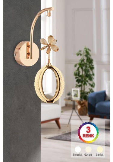 İstanbul Avize Zeus Aplik Gold 3 Renk Ledli Modern Led Aplik Altın
