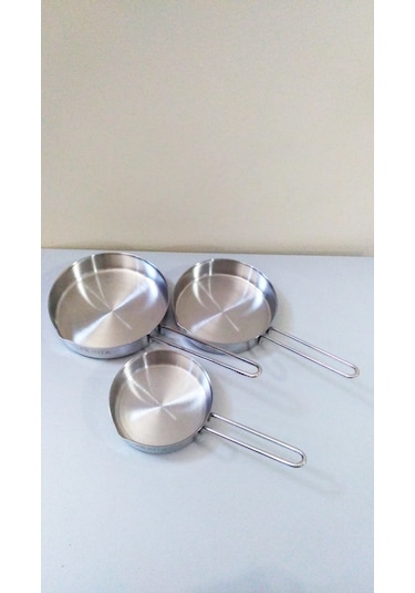 Paslanmaz Çelik Sos Tavası 3lü Sığ Tava Seti 12-14-16cm Filinta S