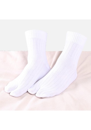 Suntek Elastik Pamuk Tabi Çorap 2 Parmaklı Parmak Arası Terlik Beyaz