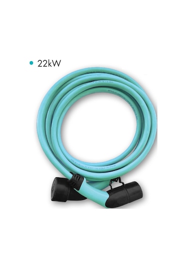 Volti Düz Tip-2 22 kW 32A 380V AC Elektrikli Araç Şarj Kablosu (TOGG/Tesla/Uyumlu)