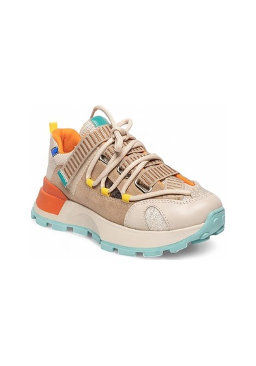 Celira Nut Oranj Multi Süet Cilt Bağcıklı Spor Ayakkabı Turuncu - Beyaz