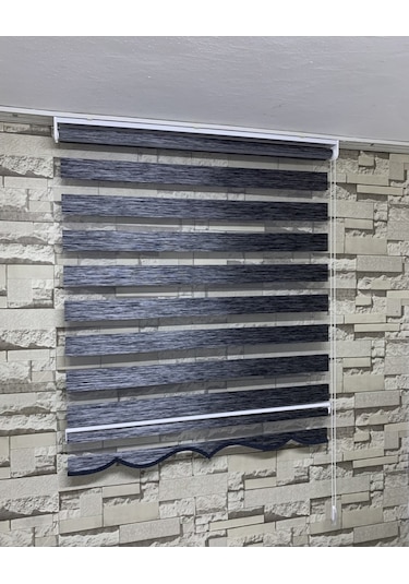Antrasit Gri Renk Bambu Zebra Perde (Etekli)