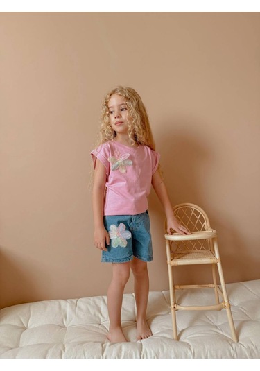 Jolly Kids Kız Çocuk Kot Jean Şortlu Badili Takım Pembe Jolly Kids Kız Çocuk Kot Jean Şortlu Badili Takım Pembe