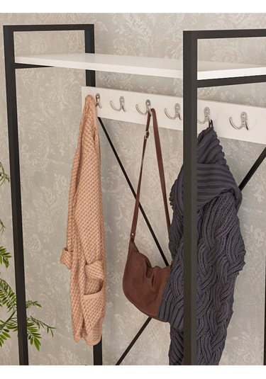 Wood House - Akşın Vestiyer Portmanto - Beyaz