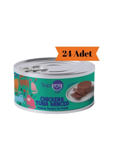 Supreme Cat Kıyılmış Tavuklu ve Ton Balıklı Yetişkin Kedi Konservesi 24 x 85 G