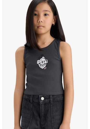 Defacto Kız Çocuk Disney Mickey & Minnie Bisiklet Yaka Atlet E6519a825hsar211 Antrasit