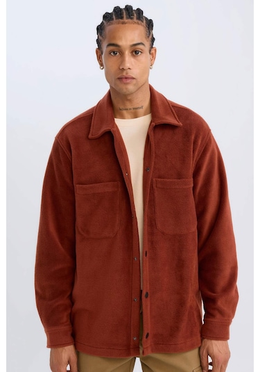 DeFacto Relax Fit Polar Uzun Kollu Gömlek A4782AX24WNBR330 Bordo