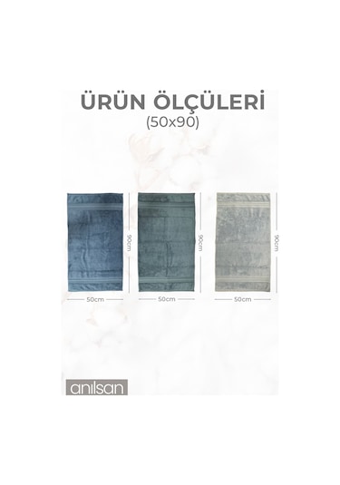 %100 Pamuk 3'lü El Havlusu Seti - 50x90 Cm, %100 Pamuk, Spa Ve Otel Havlusu, Günlük Kullanıma Uygunsu, Günlük Kullanıma Uygun