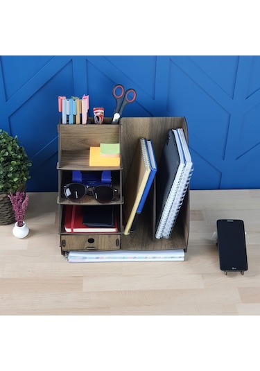 Focus Modest Çekmeceli A4 Evrak Rafı Masaüstü Organizer Ceviz