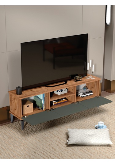 Tv Sehpası Ünitesi 2'li Orta Sehpa 3'lü Zigon Sehpa Set Üç Ürün Traverten Çok Renkli