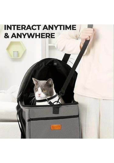 Honeybeeshop Gray Burgeonnest Geniş Kedi Taşıyıcı 15 Lb Büyük Kedi Köpek Seyahat Çantası Açılır Tavanlı