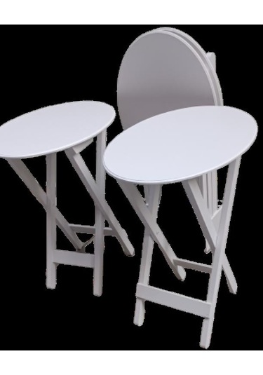 1448bng90136çanta Zigon Oval Sehpa Dörtlü Model Ahşap Mdf Parlak Beyaz Renk Kutu Sevk El Yapım