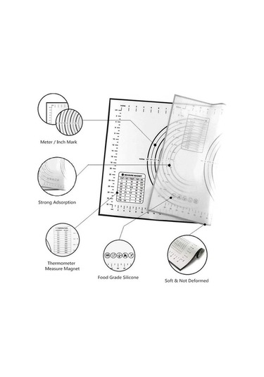 Novahub Kırmızı Fiberglas Silikon Pişirme Mat, 80x60cm, Yoğurma Pedi, Yapışmaz, Haddeleme Hamur Mat, Mutfak Pasta Sayfası