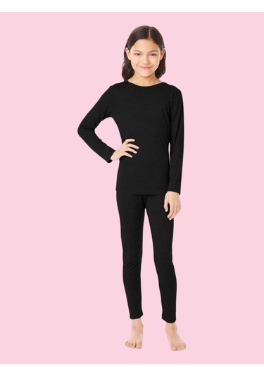 Tezzgelsin Kız Çocuk Termal Alt Üst İçlik Takımı Siyah
