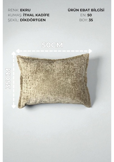 Kırlent İthal Kadife Kumaş - 35x50cm Yumuşak Dokulu Dekoratif Özel Tasarım Kırlent Kılıfı Ekru