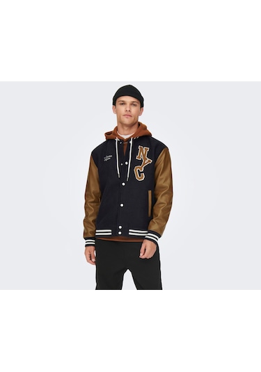 Only Onsjay Varsity Jacket Otw Erkek Günlük Ceket 22022572-Dark-N(554814457)