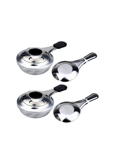 Suofeng Ev Veya Doğa İçin Çiftlü Mini Çelik Alkol Ocağı - Fondue Ve Çorba Isıtıcı, Taşınabilir Isıtma Aleti 16cm Gümüş