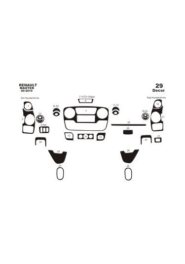 Opel Movano Master İnterstar Konsol-torpido Kaplama 2010 29 Parça-piano Black Piano Black