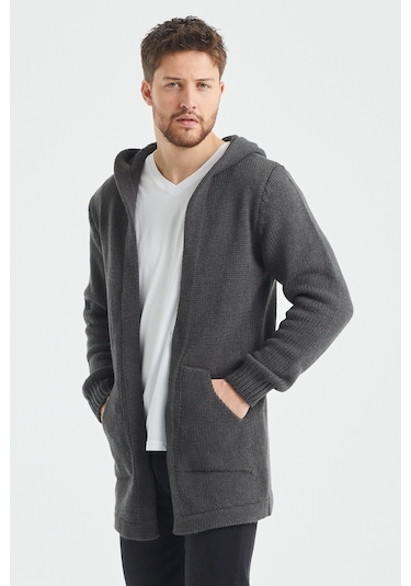 Tarz Cool Erkek Füme Desenli Triko Hırka- Hrk8085r01s Füme