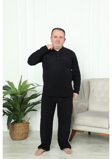 Erkek Büyük Beden Cepli Kışlık Polar Pijama Takımı 2325 001