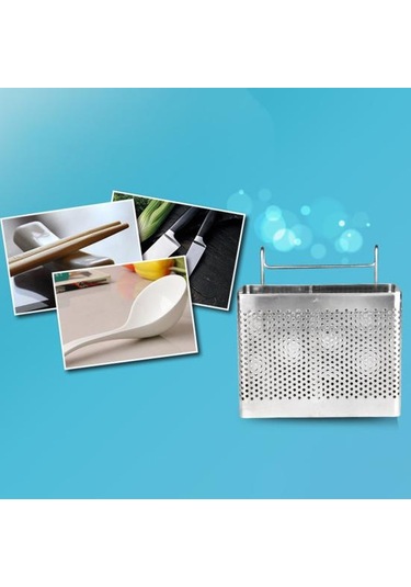 Asma Kancalı Yemek Çubukları Tutucu Yerden Tasarruflu Paslanmaz Çelik Sofra Süzgeç Mutfak İçin 2 Double Grids