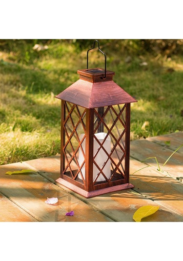 Geeksen Led Güneş Enerjili Suya Dayanıklı Bahçe Parti Dekorasyon Feneri - Yanmaz Titreşen Mum Işığı Kırmızı