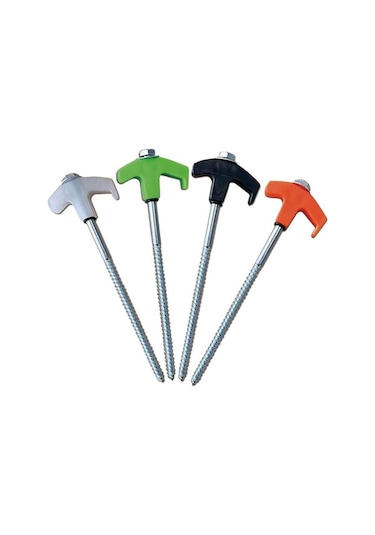 Novahub Siyah, Beyaz, Turuncu, Yeşil 8x200mm Çelik Kazıklar - 4'lü Set Beyaz Beyaz