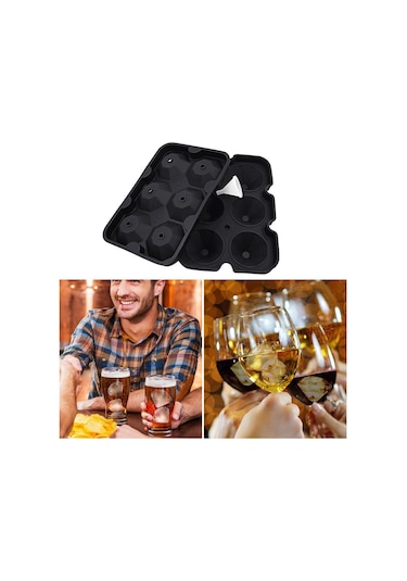 Vkemall Diamant Şekilli 6 Hücreli Silikon Buzluk Kalıbı, Gıdalık Kalite Kapaklı Ve Küçük Huni İle, Kolay Buz Çıkarımı, Kokteyller İçin Çok Renkli