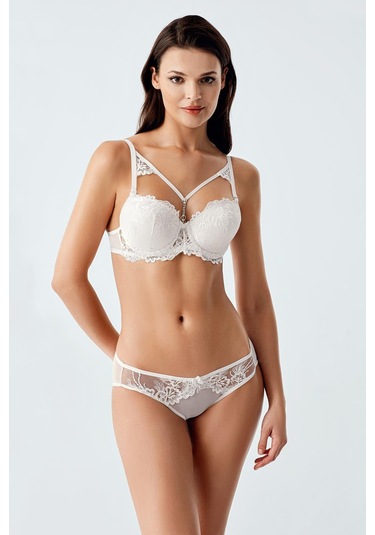Luw 6120 Ekru Dolgulu Sütyen Takım Ip Detaylı 2Li Takım Ekru