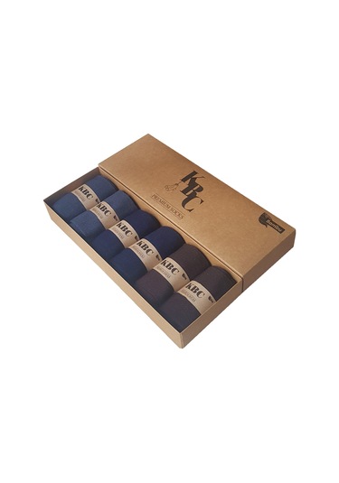 6'lı Karışık Renk Bambu Dikişsiz Klasik Yazlık Erkek Çorap Seti Füme - Kahverengi - Lacivert