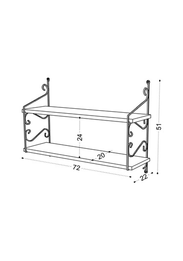 Decormet Seramoni Raf Seti 2 Raflı 200 720 Ceviz Çok Renkli