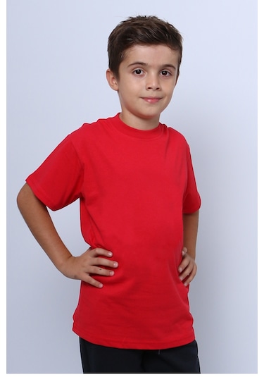 Hçm Çocuk Tshirt Düz Renk C52 Kırmızı