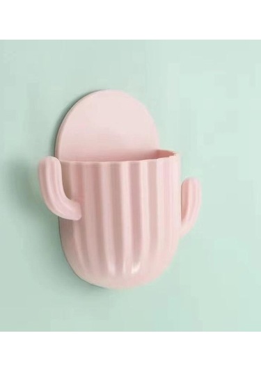 Diş Fırçası Tutucu Ev Duvar Kendinden Yapışkanlı Dikişsiz Kaktüs Depolama Rafı Tıraş Makinesi Organizatör Drenaj Raf Banyo Aksesuarları Pembe