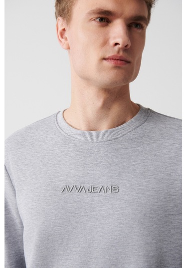Avva Erkek Gri Bisiklet Yaka Pamuklu Reflektör Biyeli Regular Fit Sweatshirt  Fiyatları ve Özellikleri