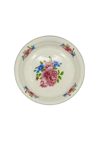 Yemek Tabağı Porselen Büyük Kapasiteli Çiçek Desenli Zarif Meze Yemek Servis Emaye Tabak D