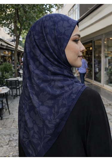 Mavi İpek Lacivert Serisi Soft Pamuk Şal D3 Lacivert