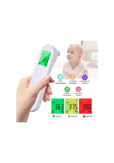 Vkemall Temassız Ir Kızılötesi Termometre Alın Sıcaklığı Ölçümü Üç Renk Arka Aydınlatmal