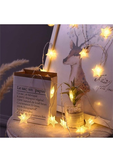 Mobgift 3 Metre Sarı Işık Yıldız Led Dize Dekoratif Aydınlatma Pi Sarı