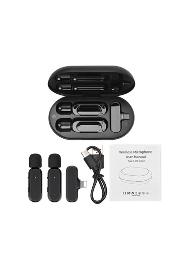 Springsun Mikrofon Taşınabilir Tek Tetikli İki Kablosuz Klipsli Mikrofon Sistemi Video Kayıt Mikrofonu