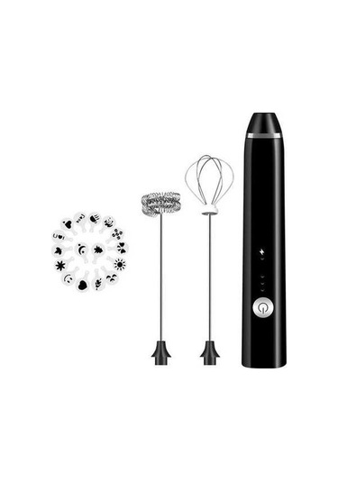 Fastbuy Şarj Edilebilir Elektrikli Süt Köpürtücü 3 Hızlı Sıcak Soğut Köpük Makinesi Siyah Siyah